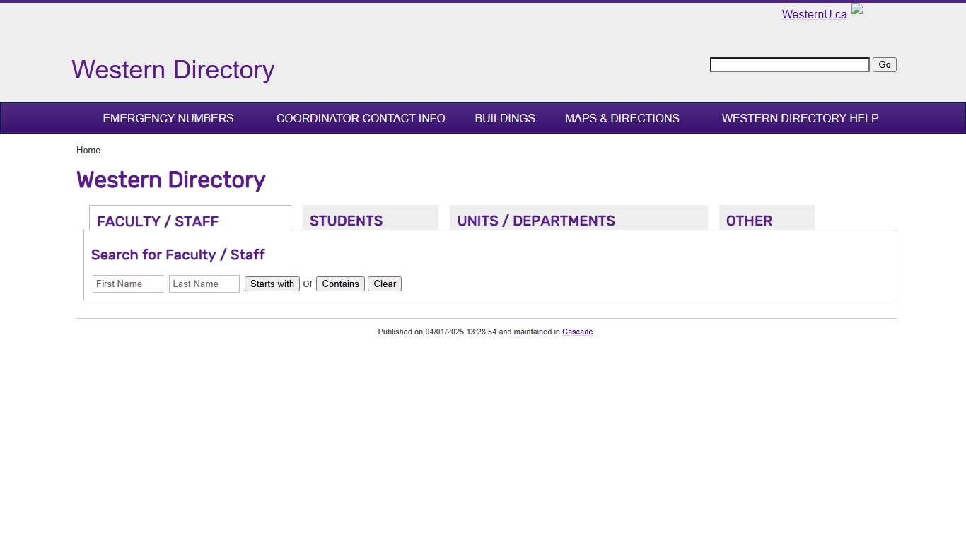 Western Directory - Western Directory - Western University